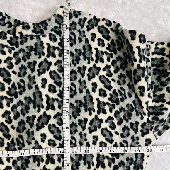 Abound Womens Black Giada Leopard Print Gather Waist Fleece Sweater Top XS - Picture 7 of 7
